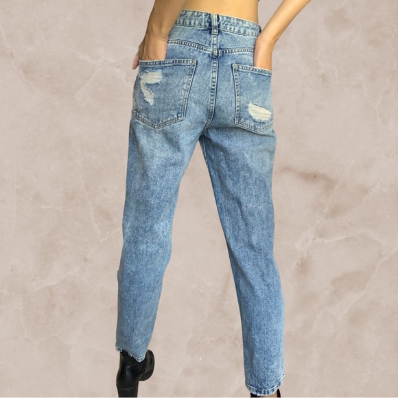 Distressed High Waisted Mom Jeans - Picture 2 of 2